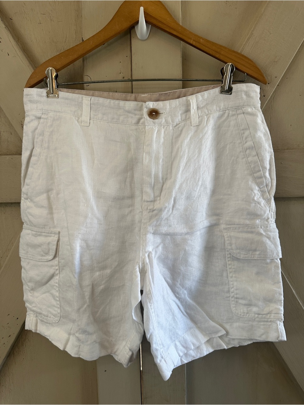 C&C California White 100% Linen Cargo Shorts Men’s Size 32 Summer Beach